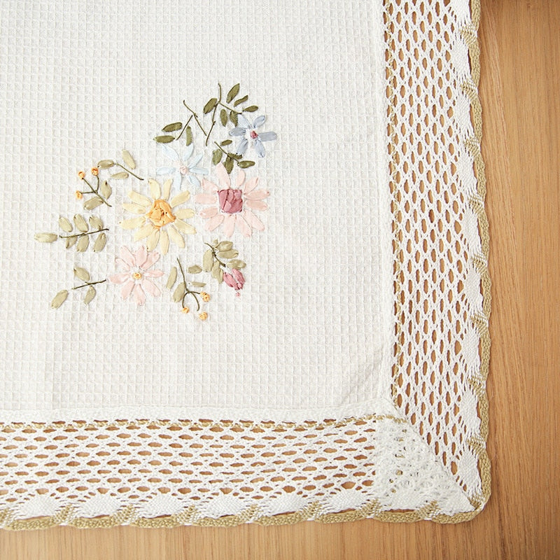 Nappe rectangulaire blanche en coton – Image 3