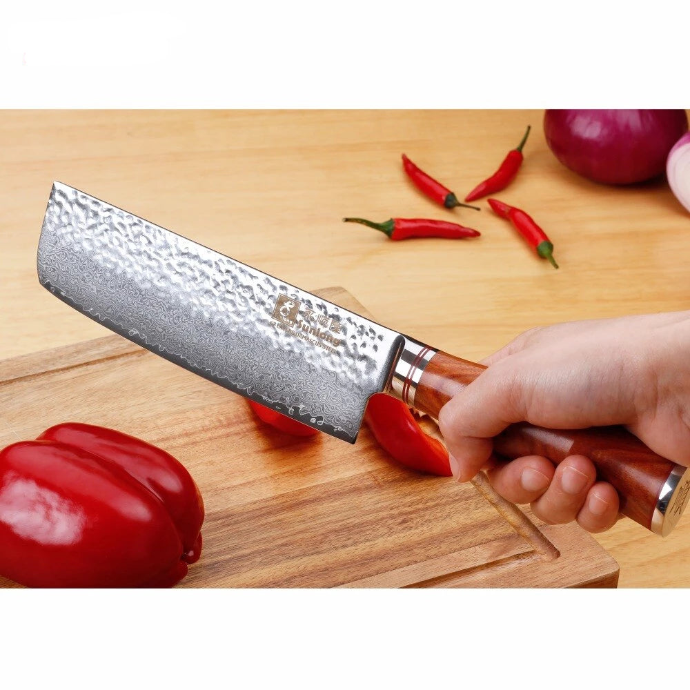 Vaisselle couteau Nakiri japonais en acier Damas VG10 – Image 5