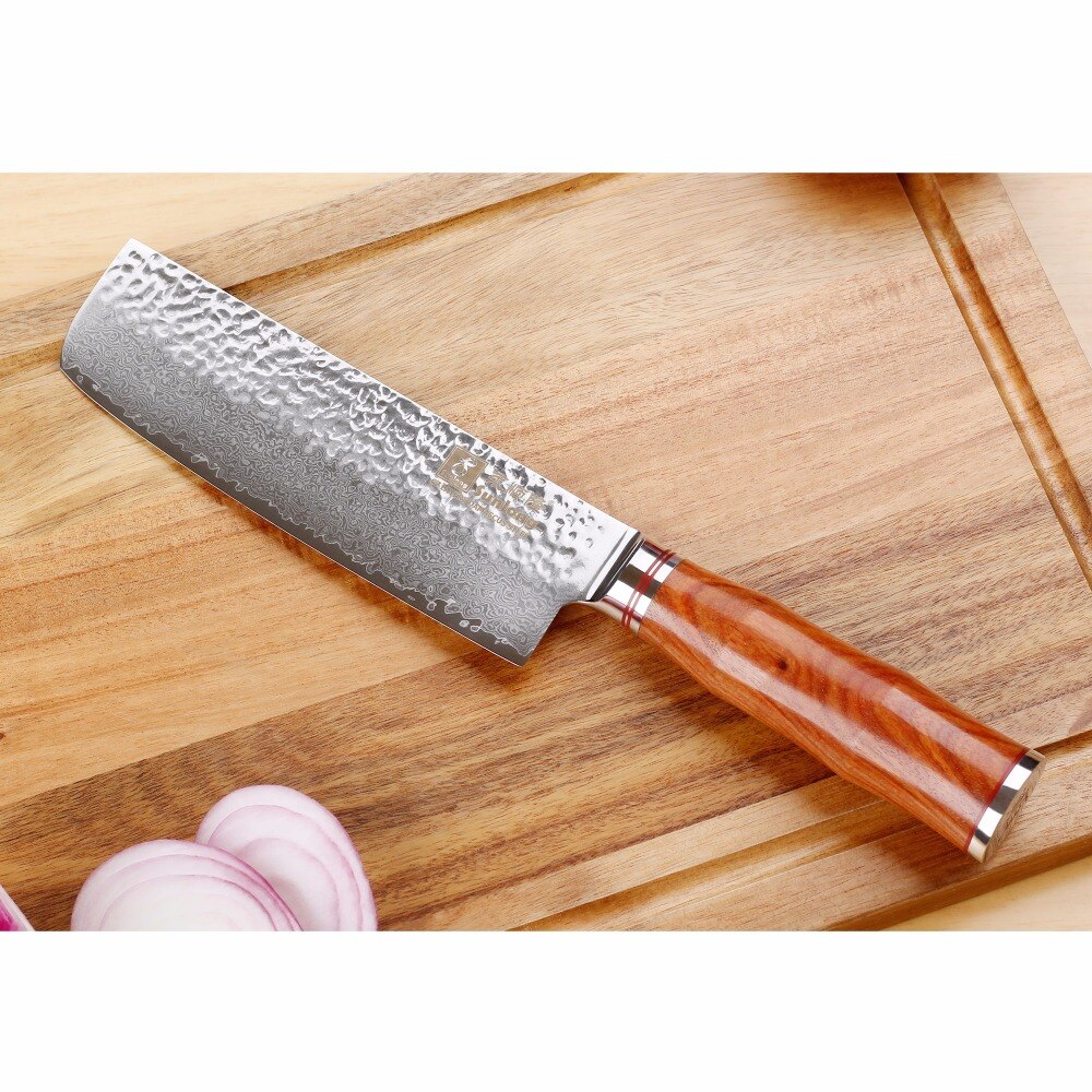 Vaisselle couteau Nakiri japonais en acier Damas VG10 – Image 2