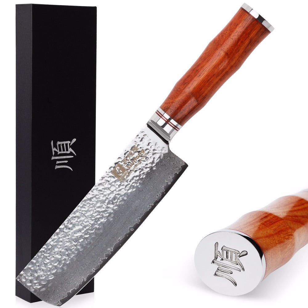 Vaisselle couteau Nakiri japonais en acier Damas VG10