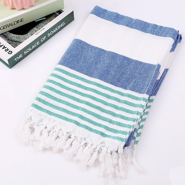 serviette de bain coton peshtemal bleu marine
