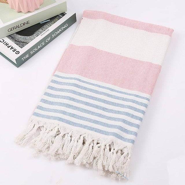 serviette de bain coton peshtemal rose