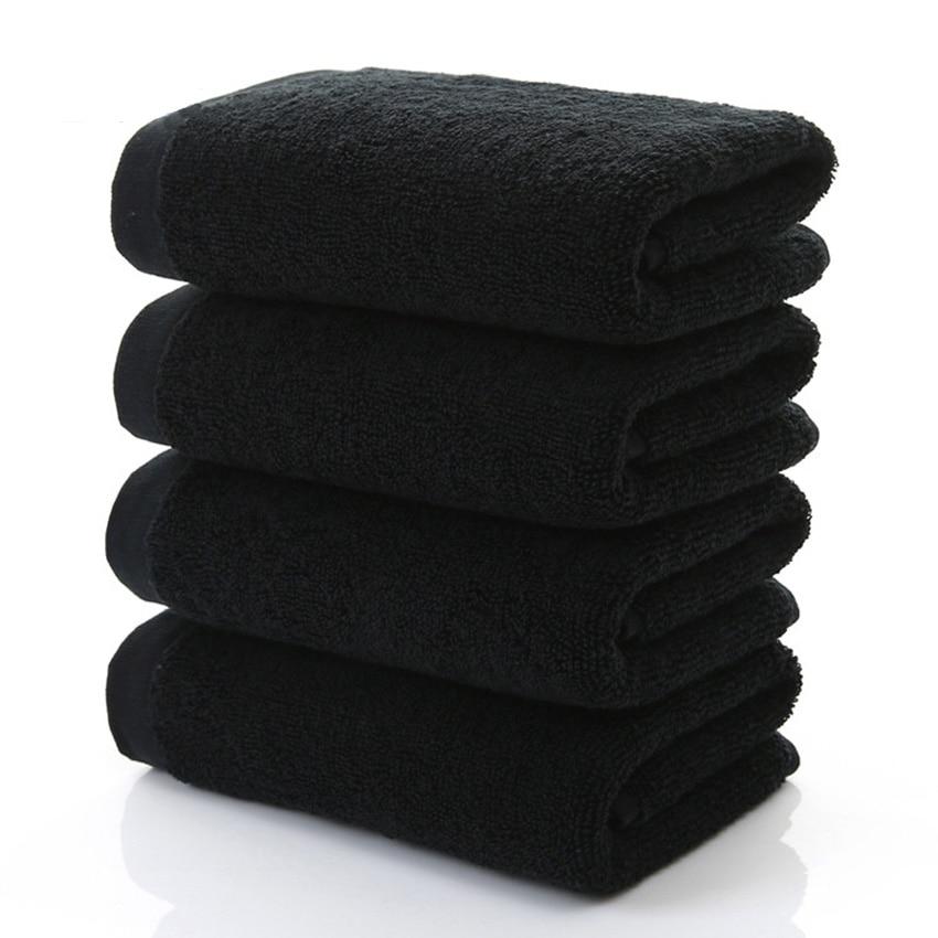 Linge de bain serviette noire en coton – Image 3