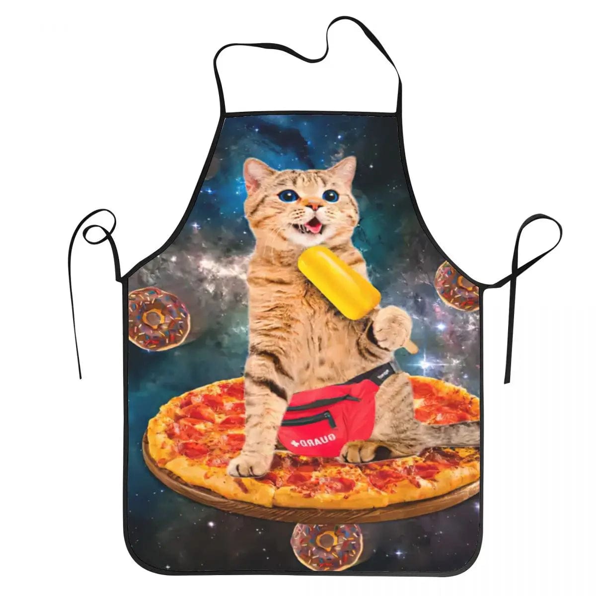 Tablier Cuisine Pizza Chat Espace Meme Unisexe humoristique - Oxford - Pour chefs cuisiniers 12 / 50X75cm