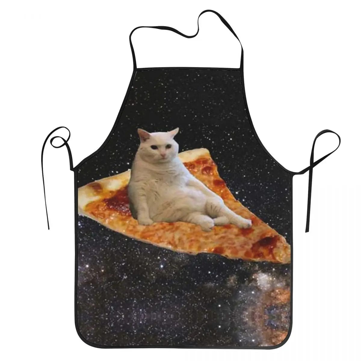 Tablier humoristique chat pizza dans l'espace pour chef unisexe – Image 3