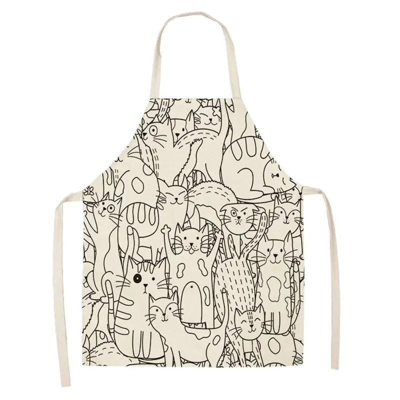 Tablier impression chaton en lin et coton – Image 15