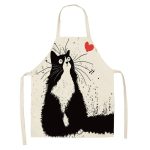 Tablier de Cuisine Chat Japonais Imprimé en Lin pour Adulte Chat Surpris / Adulte 55x68cm