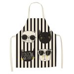 Tablier de Cuisine Chat Mignon en Coton Lin Imprimé Japonais Follow my Feet / Adulte 55x68cm