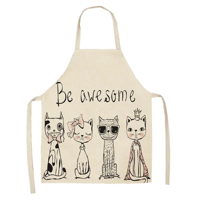 Tablier de Cuisine Chat Mignon - Lin Japonais - Taille Adulte 55x68cm Be Awsome / Adulte 55x68cm