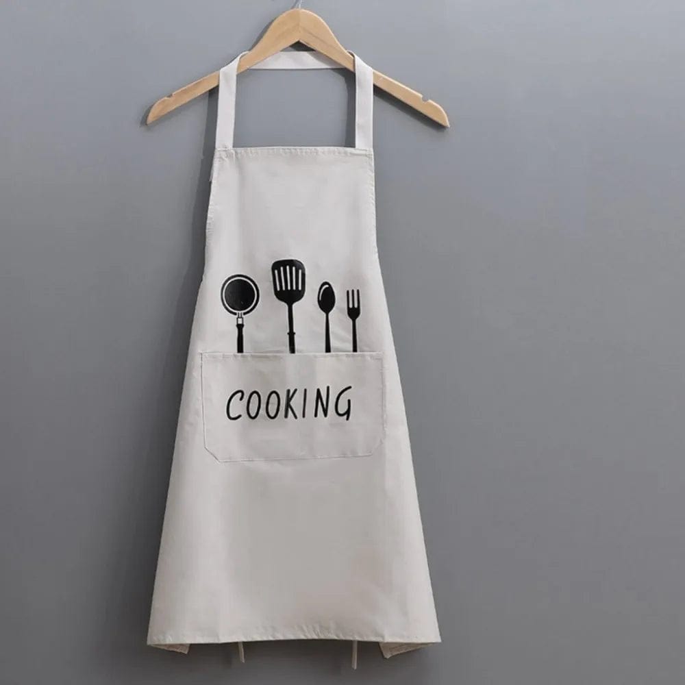 Tablier de Cuisine Classique "Cooking" en PVC Imperméable Blanc cassé