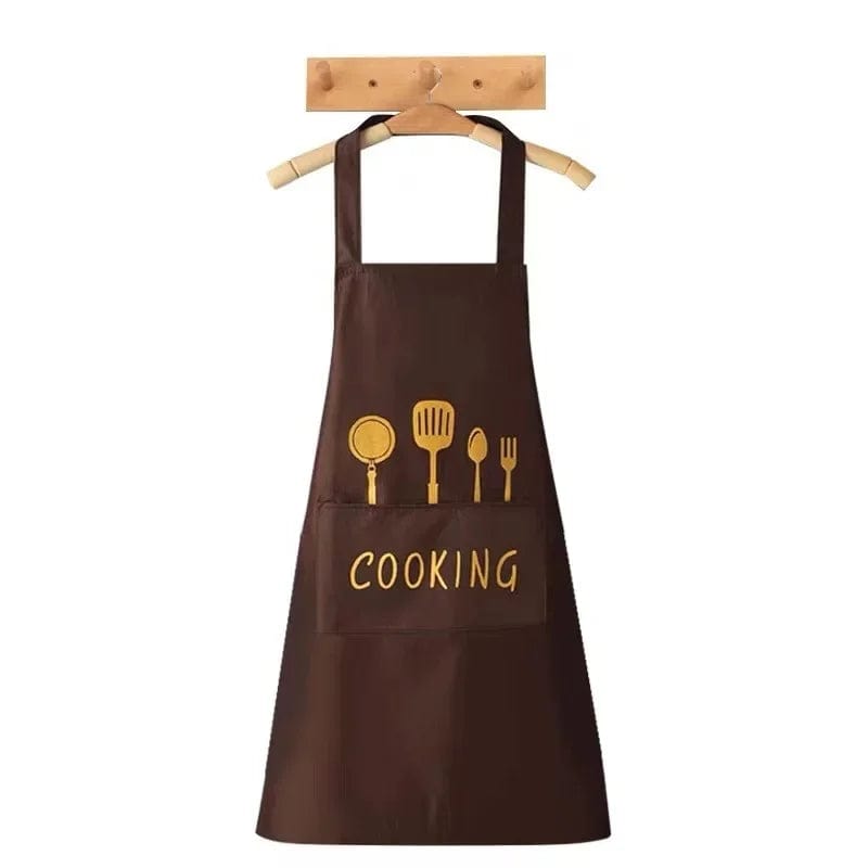 Tablier classique "Cooking" en PVC marron et imperméable – Image 2