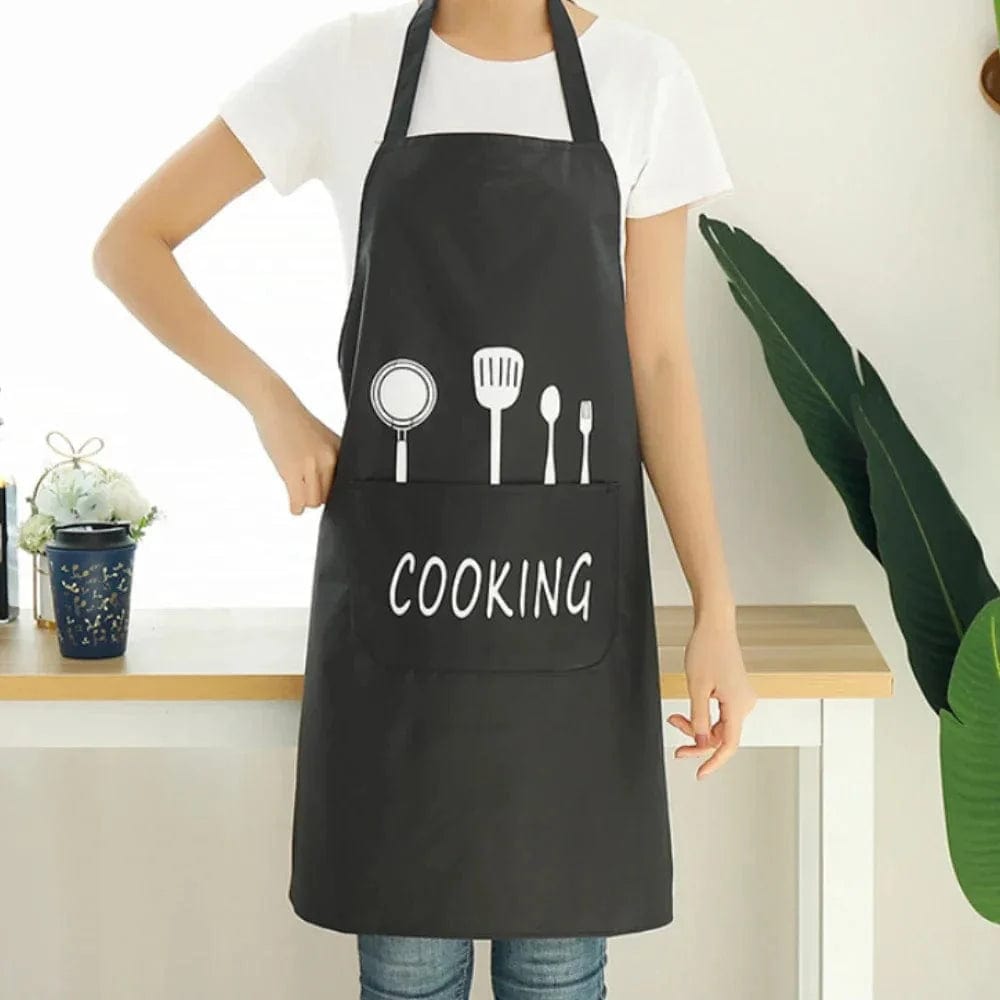 Tablier cuisine "Cooking" PVC noir imperméable – Image 5