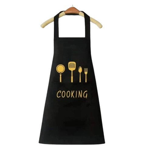Tablier cuisine "Cooking" PVC noir imperméable – Image 2