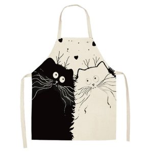 Tablier de Cuisine - Dessin de 2 Chats Amoureux Chamoureux / Adulte 55x68cm