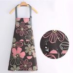 Tablier coton imperméable motif floral fond marron