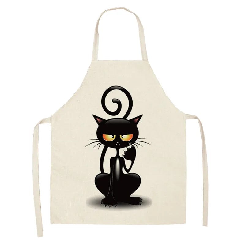 Tablier japonais lin imprimé chaton griffeur. – Image 27
