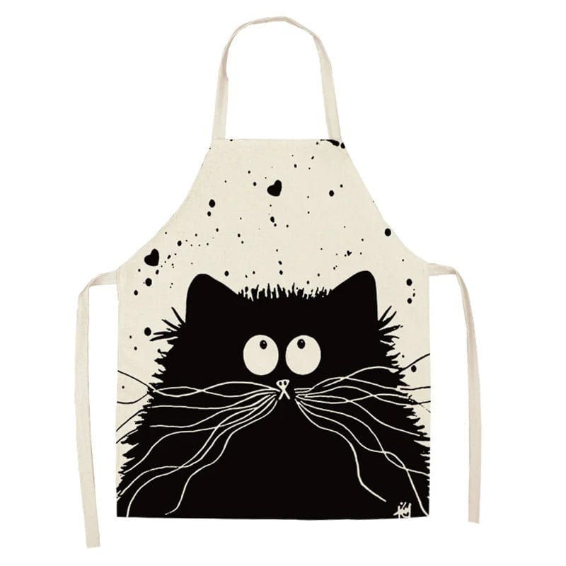 Tablier japonais sans manches motif chat en lin et coton – Image 31