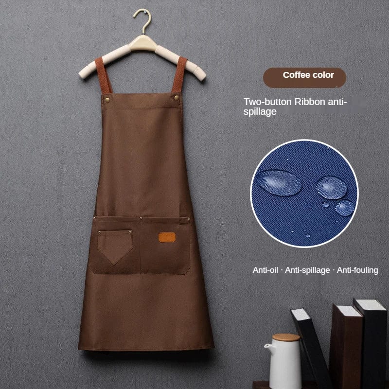 Tablier de cuisine pour homme et femme - Tablier de travail pour chef en tissu non-tissé marron Marron / Adulte Unisexe
