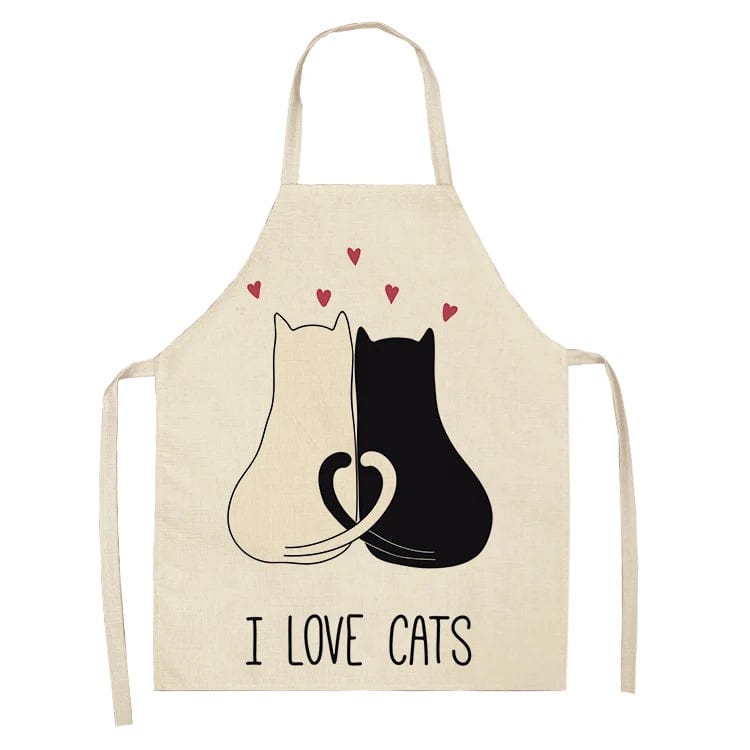 Tablier cuisine chat en lin et coton sans manches – Image 10