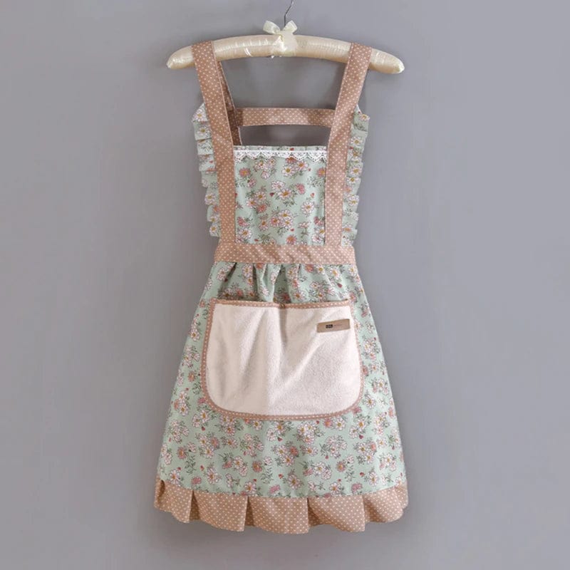 Tablier traditionnel vintage années 50 en coton bleu – Image 4