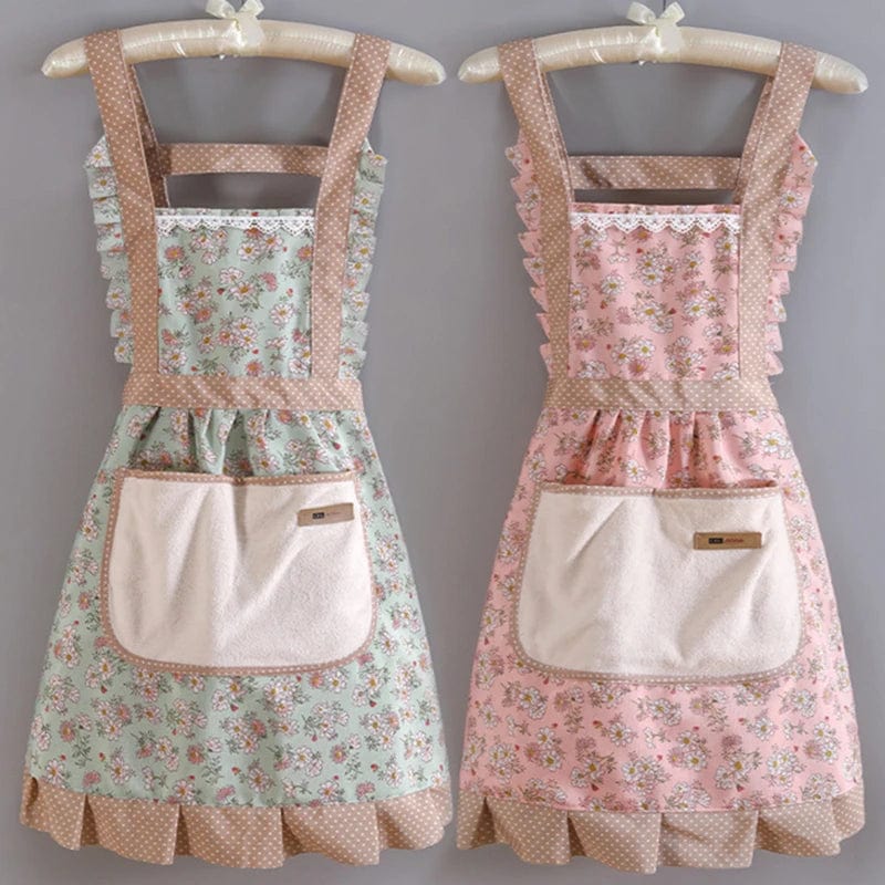 Tablier traditionnel vintage années 50 en coton bleu – Image 3