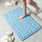 Tapis salle de bain galet bleu